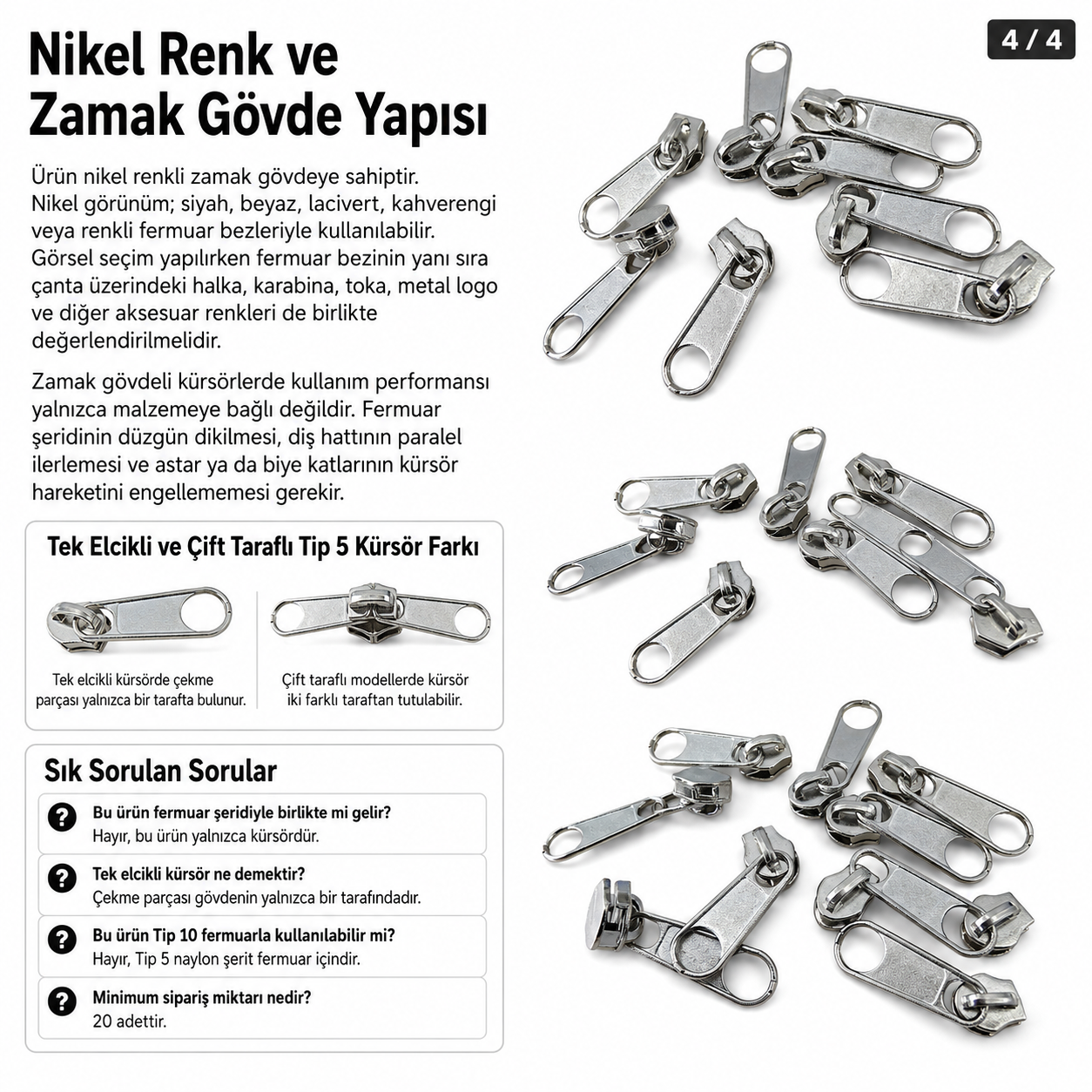 N3 / #3 Single-Pull Nylon Zipper Slider – Nickel Zamak KRSTT5
