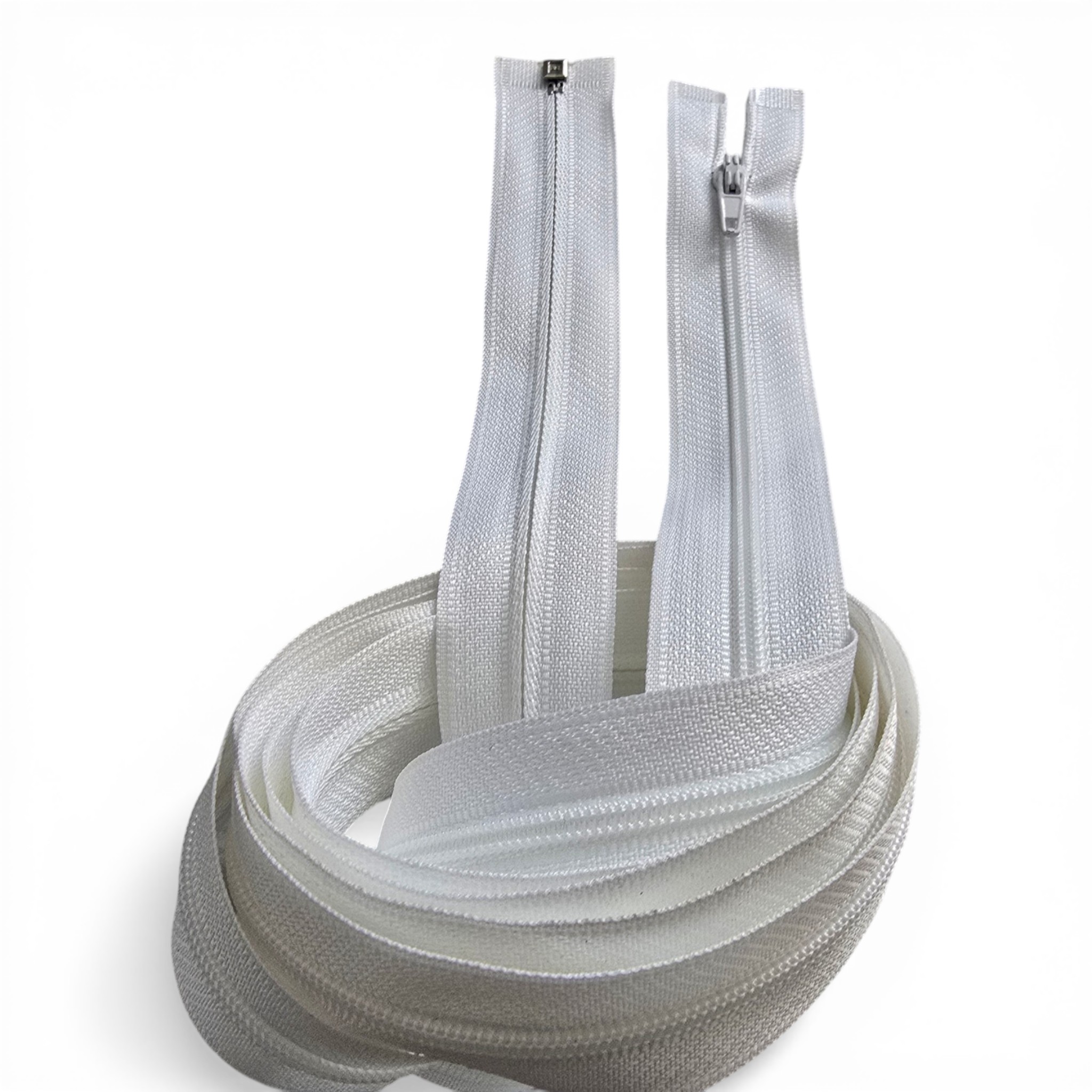 160 cm 62.99" T5 White Nylon Open-End Zipper | For Abayas, Overcoats and Long Coats | ZP00160T5