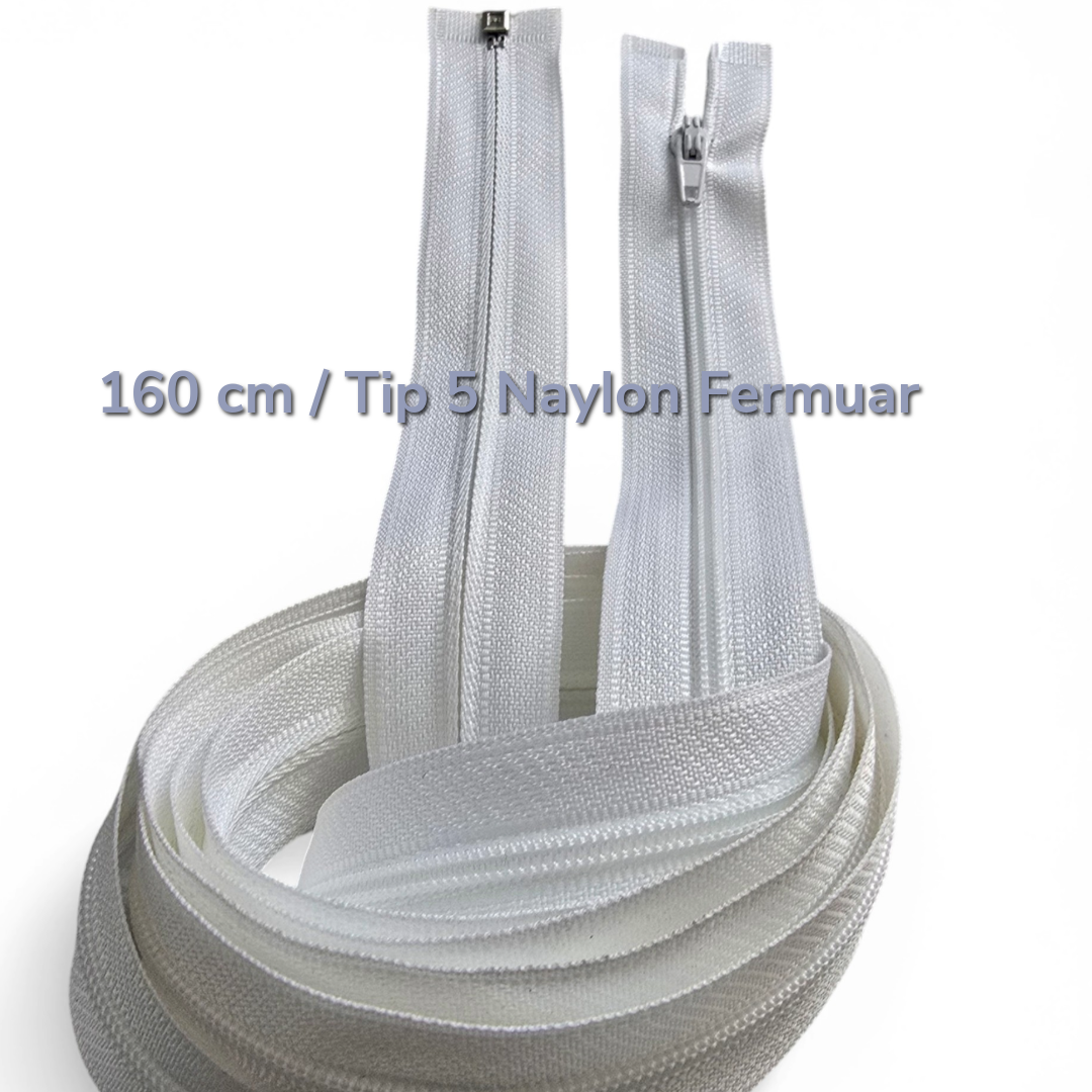 160 cm 62.99" T5 White Nylon Open-End Zipper | For Abayas, Overcoats and Long Coats | ZP00160T5