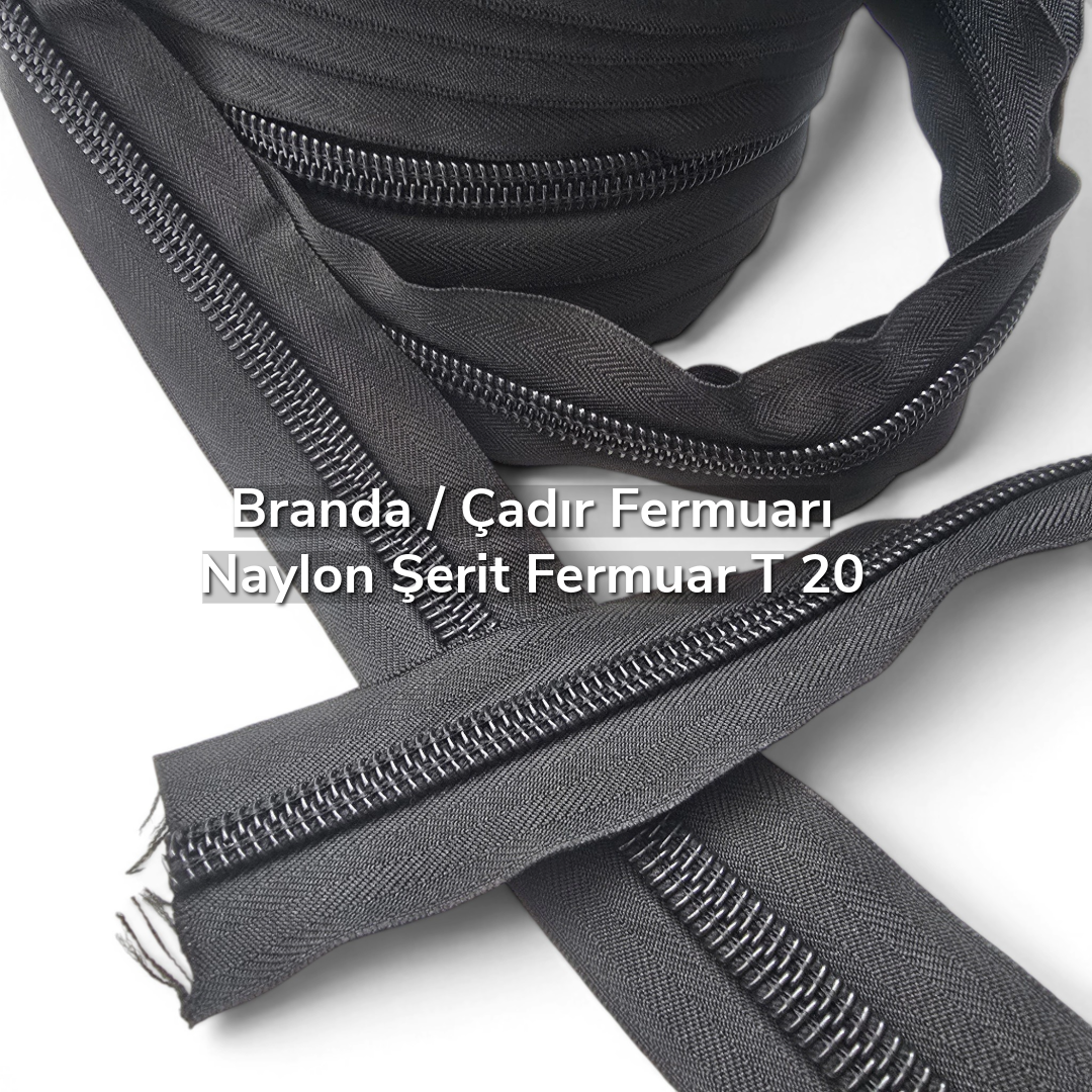 Branda ve çadır kullanımları için ideal, dayanıklı Naylon T 20 fermuar.