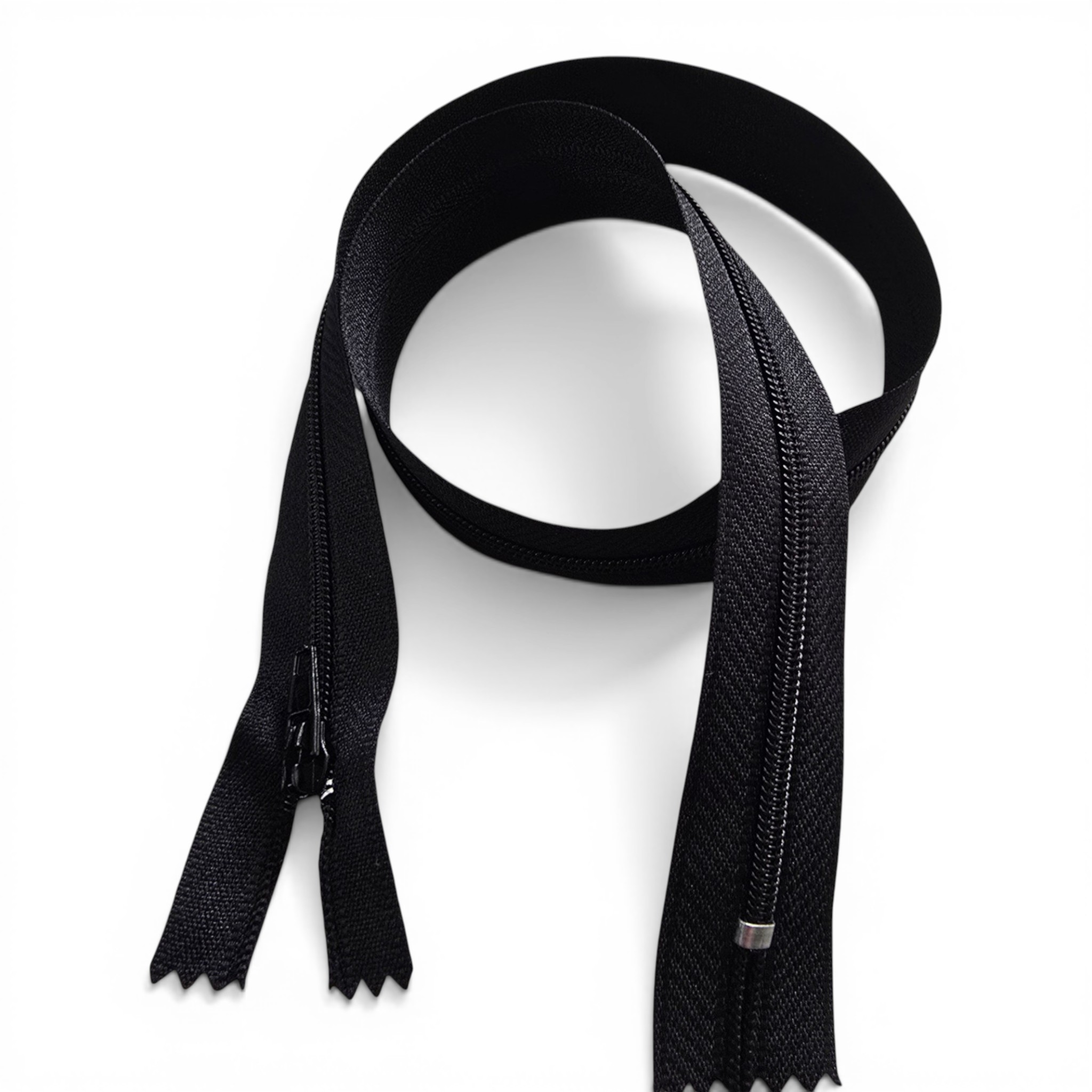 55 cm T5 Siyah Naylon Dipli Fermuar | Kapalı Uçlu Mont Cep ve Çanta Fermuarı | ZP0055T5