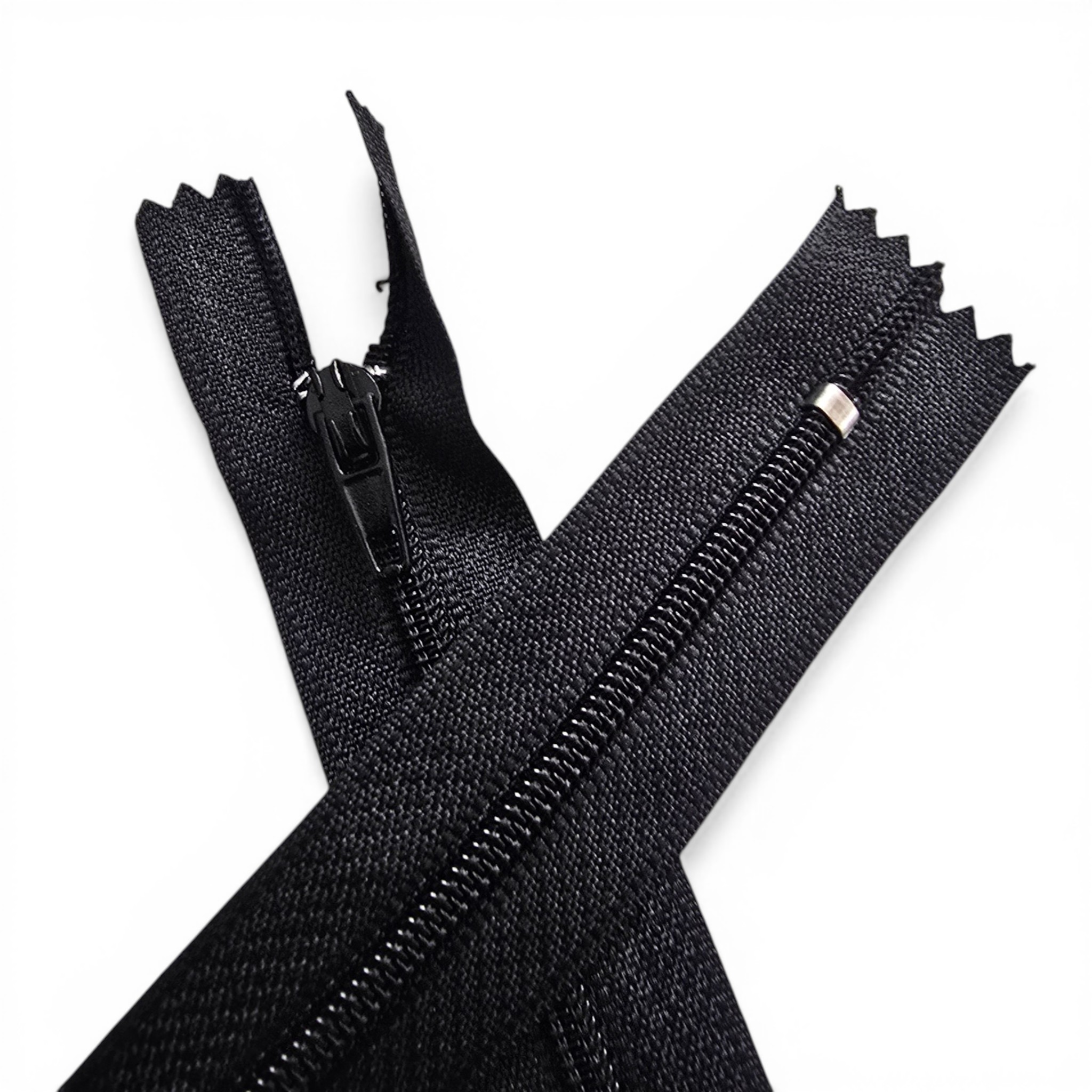 55 cm T5 Siyah Naylon Dipli Fermuar | Kapalı Uçlu Mont Cep ve Çanta Fermuarı | ZP0055T5