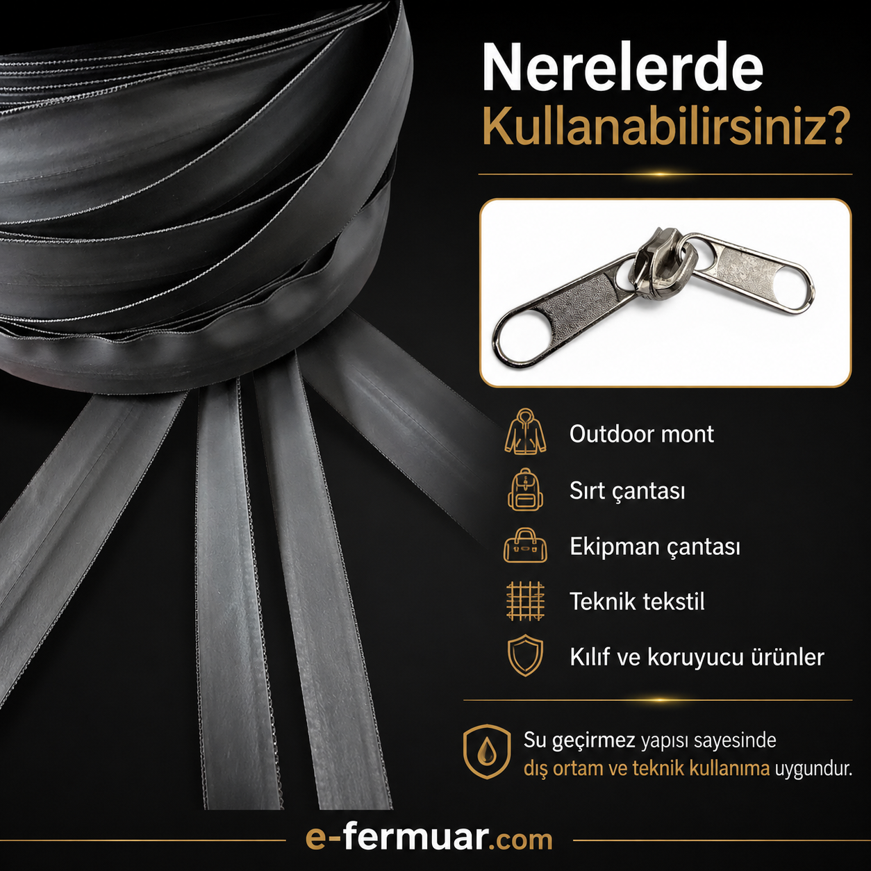 10-metre #5 TPU waterproof zipper set, ideal for outdoor projects.