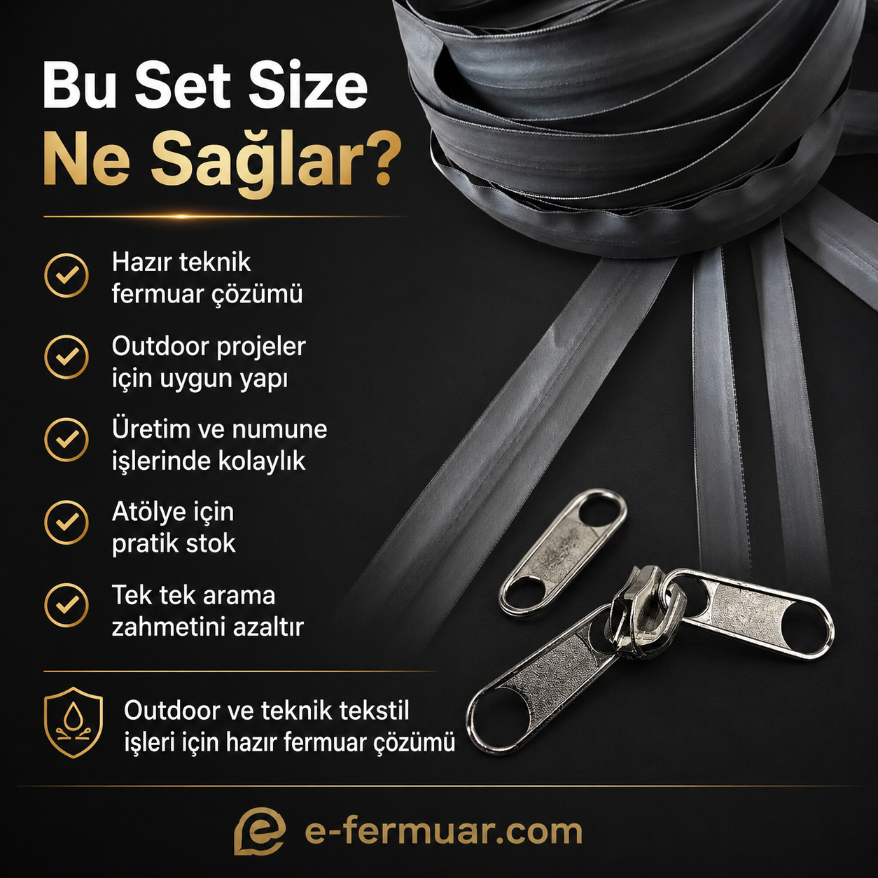 10-metre #5 TPU waterproof zipper set, ideal for outdoor projects.