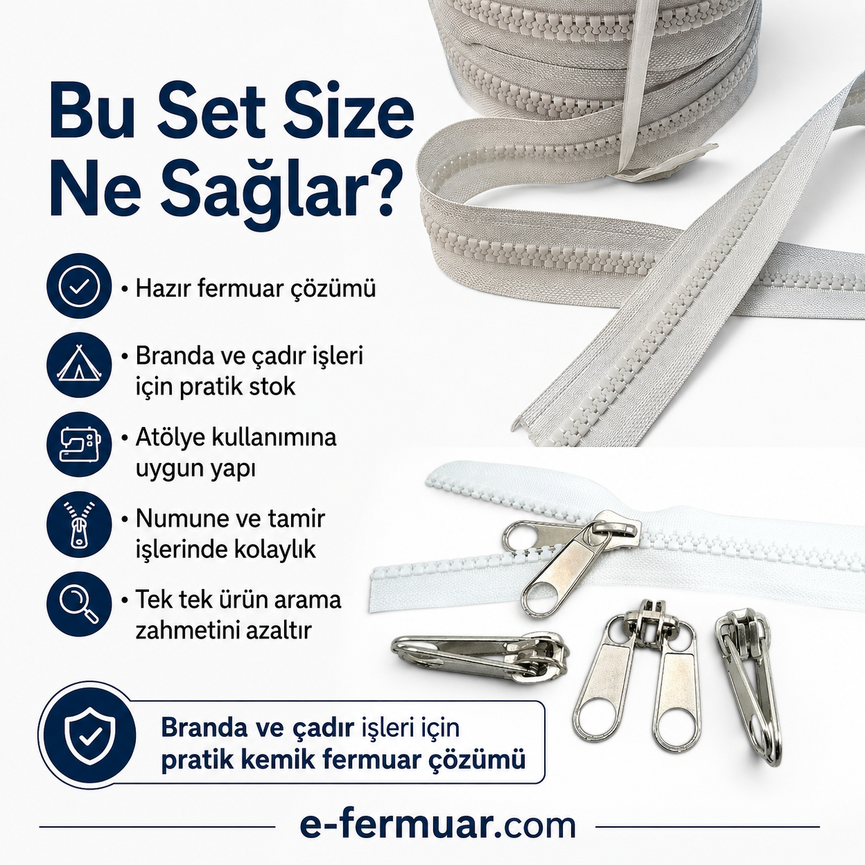 20m long durable #5 chunky tape zipper set including 10 sliders.