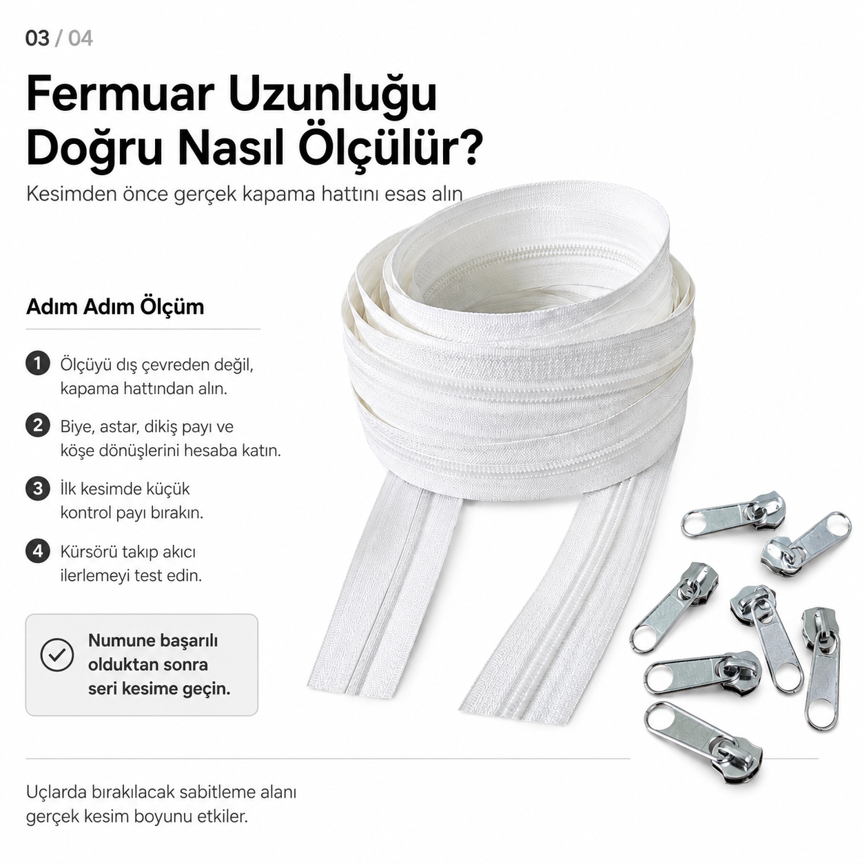 Kırlent ve Yastık Kılıfları İçin Tip 5 Naylon Şerit Fermuar Üst Seviye Seti – 200 Metre + 400 Tek Elcikli Kürsör ST-T5T-NAYLON-200M400K