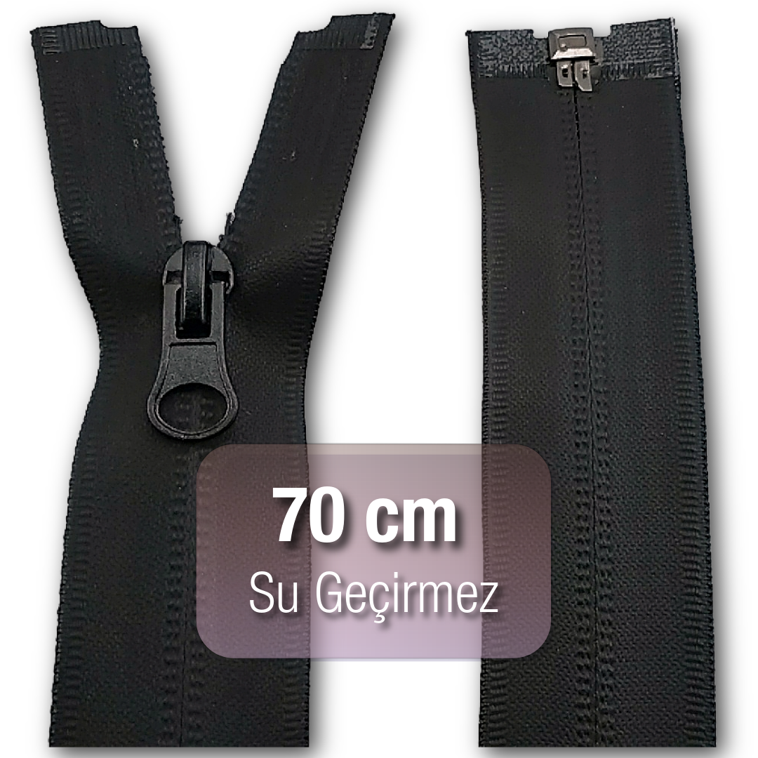 70 cm Waterproof Jacket Zipper Black F0006TPU
