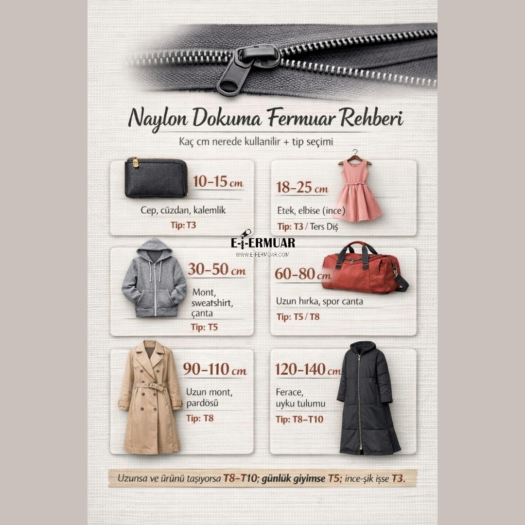 Naylon Dokuma Fermuar Rehberi – Kaç cm Nerede Kullanılır | E-Fermuar