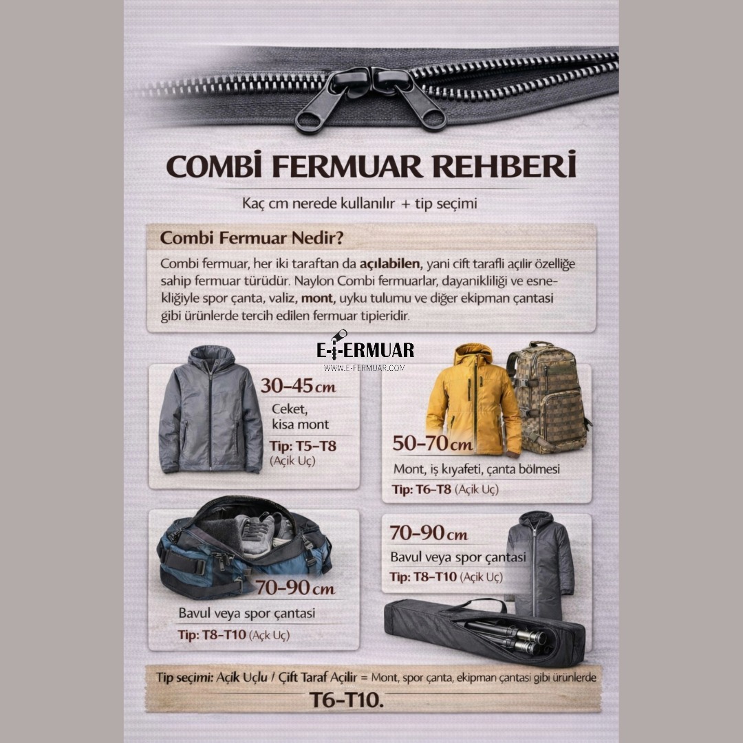 Combi Fermuar Rehberi – Nerede Kullanılır, Hangi Tip? | E-Fermuar